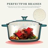 Overmont 26cm Enamelled Cast Iron Round Casserole Pot with Lid Green 5.5QT view 4