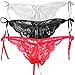 3 Pack of Women's Sexy Sheer Lace Open Crotch Lingerie Panties, White/Black/Red