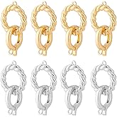 PH PandaHall 8pcs 18K Gold Plated Brass Fold Over Clasps 25.5mm Fold Over Clasp Extender, Double Bail Clasps Jewelry Extender Clasp for Bracelet Necklace Anklets Jewelry Making Accessories