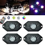 Amak CREE RGB LED Rock Light Kits Neon Lights Bluetooth Control & Cell Phone Control Under Cars Off Road Truck SUV ATV 4x4WD For Jeep Vehicle Boat Interior with Timing & Music Mode