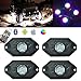 Amak CREE RGB LED Rock Light Kits Neon Lights Bluetooth Control & Cell Phone Control Under Cars Off Road Truck SUV ATV 4x4WD For Jeep Vehicle Boat Interior with Timing & Music Mode