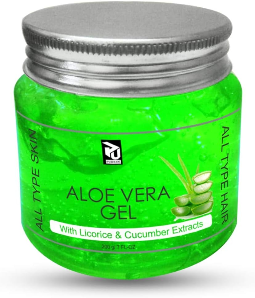 PUREUS BIO ORGANIC 100% PURE ALOE VERA GEL GREEN FOR HAIR CARE & FACE CARE (200 g)