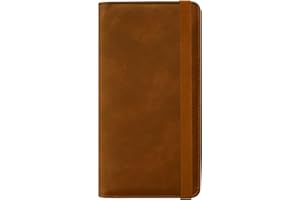 HOTCOOL Checkbook Cover with Elastic Band - Premium Leather Clear PVC Divider Durable, Compact, and Multi-Functional Holder Wallet Case for Man and Woman, Skin - Brown