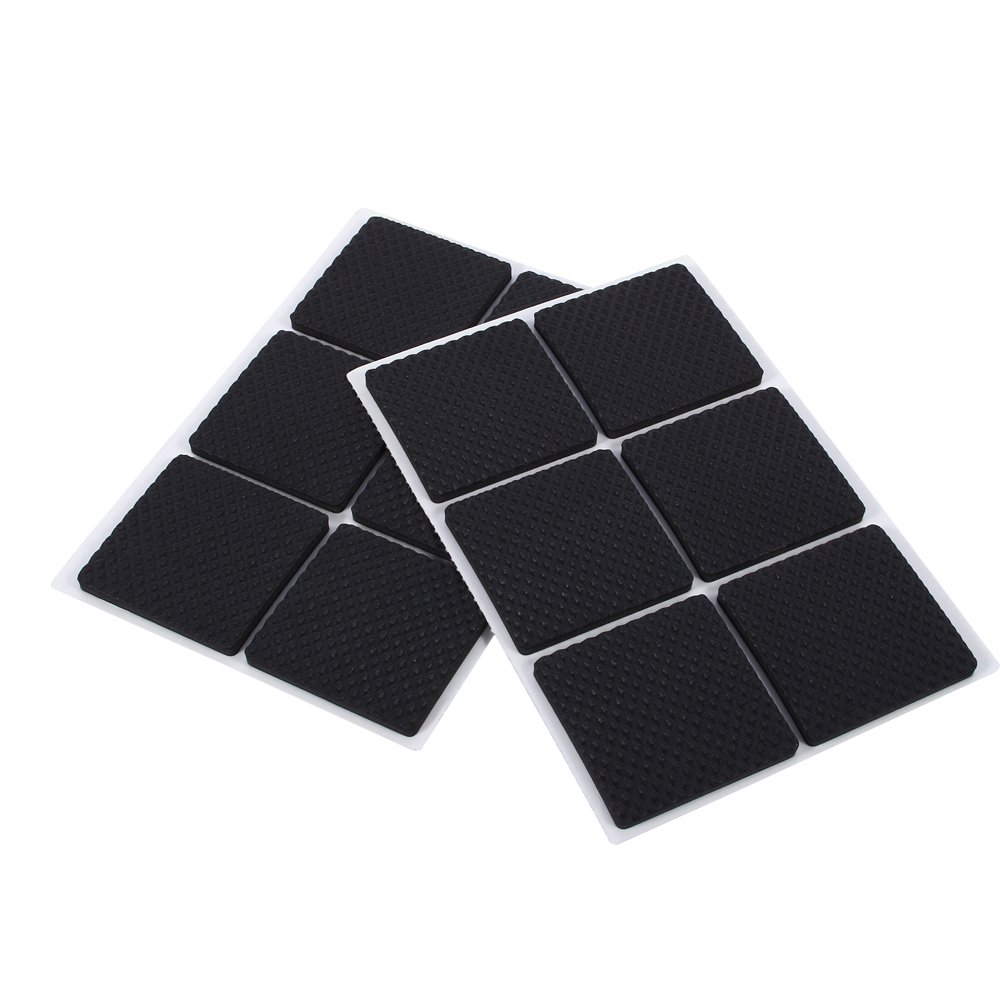12 Pcs Furniture Pads Black, Self Adhesive Non-Slip Floor Protectors Pads Rubber Feet Pads for Tables Chairs Sofas Cabinets - Protect Your Wood Tile Floor - Square