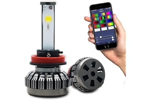H8 H9 H11 Led Car Headlight Conversion Kit, Maso Auto RGB Headlight Bulbs 6000K-10000K 80W 8000LM Adjustable Brightness High/