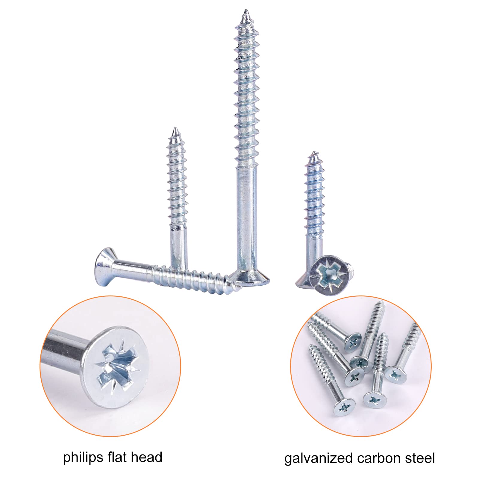 230pcs Wood Screws Assortment Kit, Flat Head Wood Screws Set, Zinc Plated Steel, Self Tapping Screws, Drywall Screws Assortment, Assorted Wood Screws, Assorted Screws(7 Sizes)