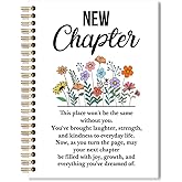 Vgrti New Chapter Floral Spiral Notebook for School Office, New Job New Beginnings Divorce Gifts for Women Men Coworkers Friends, Inspirational Farewell Retirement Gifts for Boss Leaders Mentors