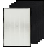 PUREBURG 83195 Replacement Filter Set Compatible with Kenmore 83254 83396 85254 F-K3 Air Purifiers,H13 HEPA + Activated Carbon Pre-Filters x 4 Air Clean Dust VOCs