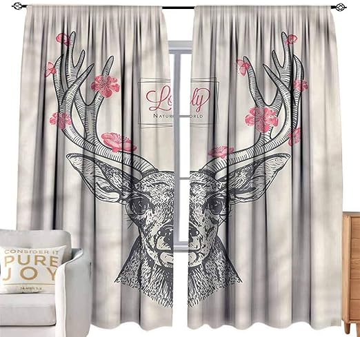 Amazon Com Eclipse Curtains Antlers Deer Head Natural World