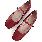 TN TANGNEST Women's Mary Jane Shoes Ballet Shoes for Women Comfortable Round Toe Slip On Flats Ankle Strap Flats Red 42(9)