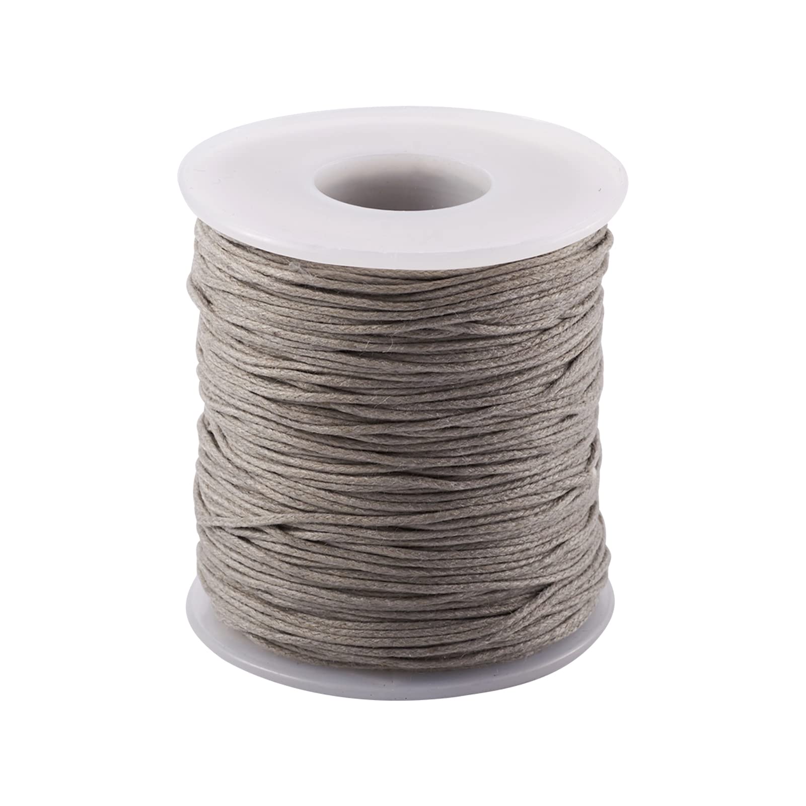 PandaHall 100 Yards/Roll Braided Cotton Cord 1mm Waxed Cotton Cord String for DIY Jewelry Making (Light Grey)