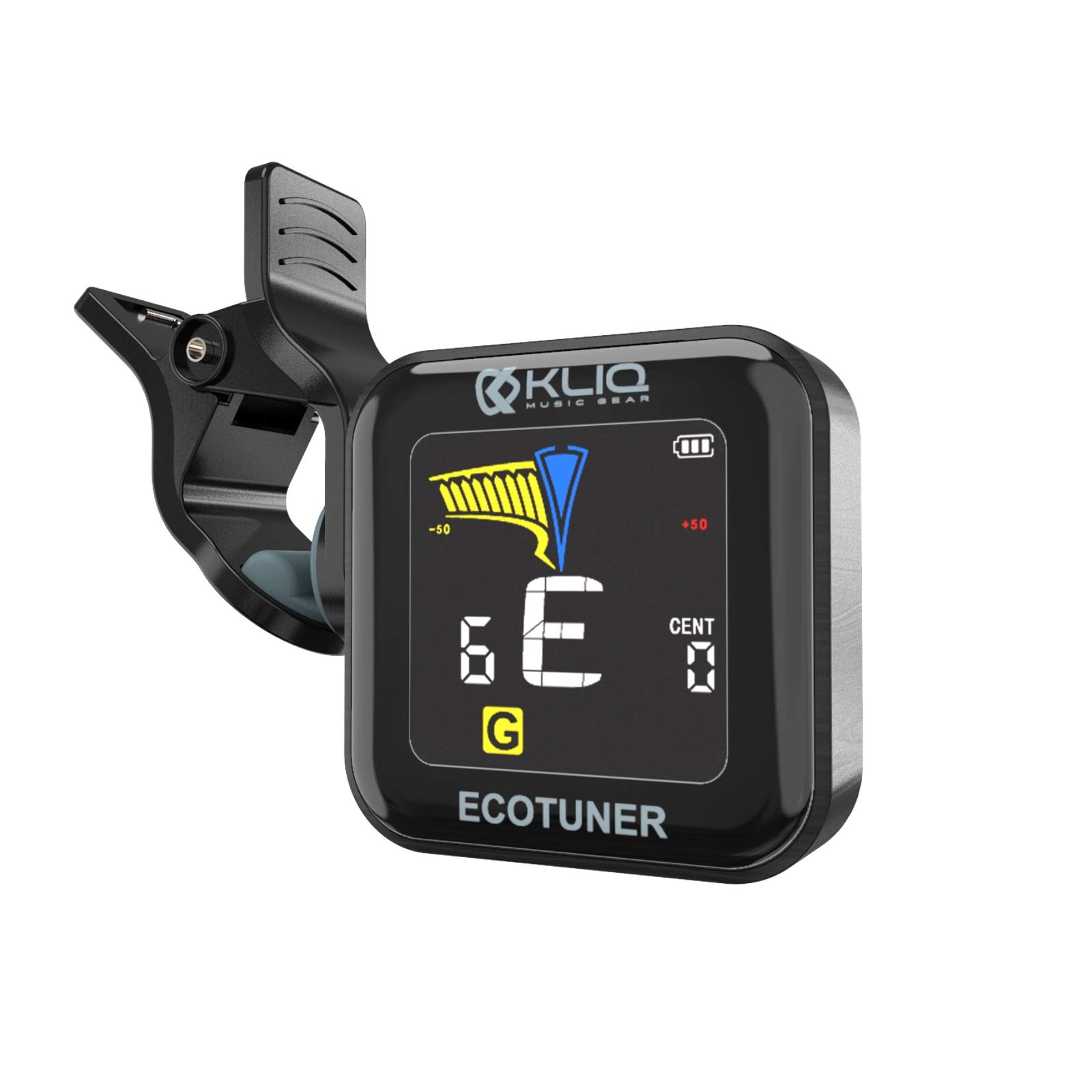 KLIQ EcoTuner - USB Rechargeable Clip-On Tuner for All Instruments (with included charging cable)