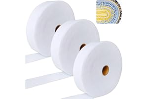 3 Rolls Jelly Roll Batting Strips 2 1/4 Inch Cotton Blend Fleece Batting On A Roll Total 150 Yards for Jelly Roll Rugs,Throw 