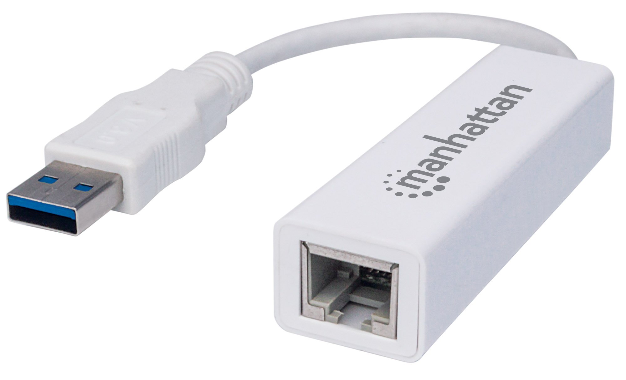 Manhattan USB-A Gigabit Network Adapter, White, 10/100/1000 Mbps Network, USB 3.0, Ethernet, RJ45, Three Year Warranty, Blister