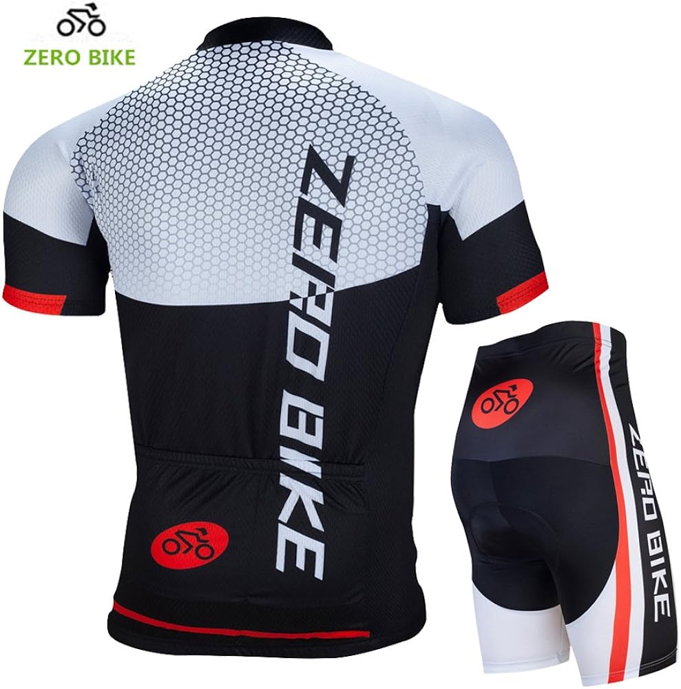 ZEROBIKE Men Breathable Quick Dry Comfortable Short Sleeve Jersey + Padded Shorts Cycling Clothing Set Cycling Wear Clothes: Clothing