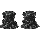HARFINGTON 2pcs Summer Cooling Neck Gaiter Sun Protection Face Mask Fishing Neck Gaiter Unisex Sunscreen Breathable Bandana for Hiking Outdoor Sports, Black/White