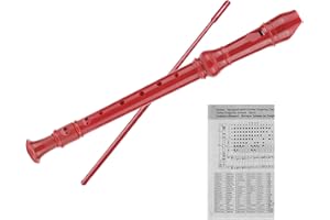 ENGIEGEE 8-Hole Soprano Descant Recorder Kids Music Flute with Cleaning Rod & Case Bag For School Student Home Entertainment Red