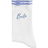 Glitopper Crew Socks White Cotton Wedding Socks Bride to Be Gifts Bridesmaid Wife Gifts for Newlywed Couple