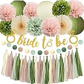 Olive Green Bridal Shower Decorations Sage Green Dusty Pink Bachelorette Party Decorations Blush Pink and Sage Bride to Be Banner Gold with Olive Beige Dusty Rose Tassel Garland for Engagement Party
