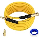 Air Compressor Hose 1/4" x 25 FT, Hybrid Air Hose with Bend Restrictor, FETIONS Air Hose with Industrial Quick Coupler and Plug, Heavy Duty,Lightweight,Adaptable to All Kinds of Weather