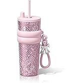 SDGA+ 24 oz Stainless Steel Tumbler with Lid and Straw, Insulated Water Bottle Leak Proof for Hot and Cold, Portable Travel Coffee Mug, Reusable Coffee Cup for Women, Blush Pink