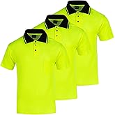 Sicalobo High Vis Safety Polo Shirts for Men,Hi Vis Fluorescent Short Sleeve Tee,Moisture Wicking Work Shirt,3 Pack
