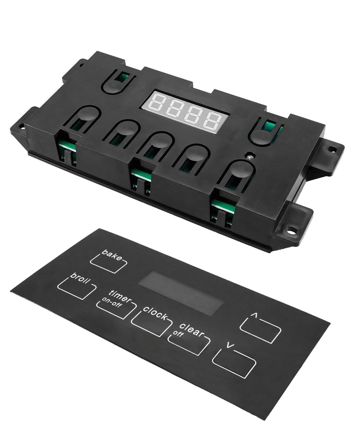 Photo 1 of *** missing backing ***316455520 Range Oven Control Board Compatible with Frigidaire 7 Button Control Board Clock Replace 316455570 5304518661 Include Overlay