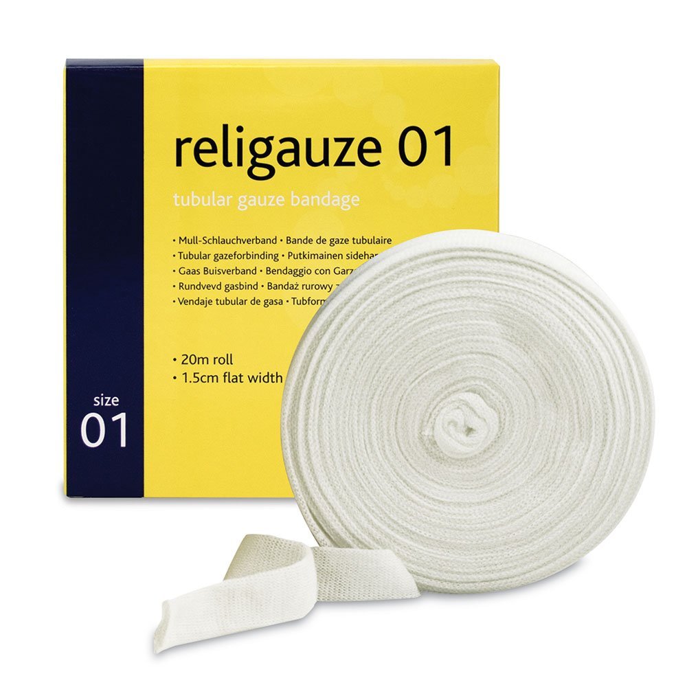 Religauze Band-Aid Tubular Gauze, Secure & Exceptional Wound Cotton Dressing Ideal for Fingers and Toes, Bandage for Wounds On The Hand-Arm Wrist & Toes, 20m Uncut Roll, 1.5m Width (Size 1)