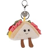 Apricot Lamb Purse Charm Food Delicious Sandwich Cute Keychain, Soft Stuffed Plush Keychain Toys Bag Charm for Kids’ Backpack, Purse