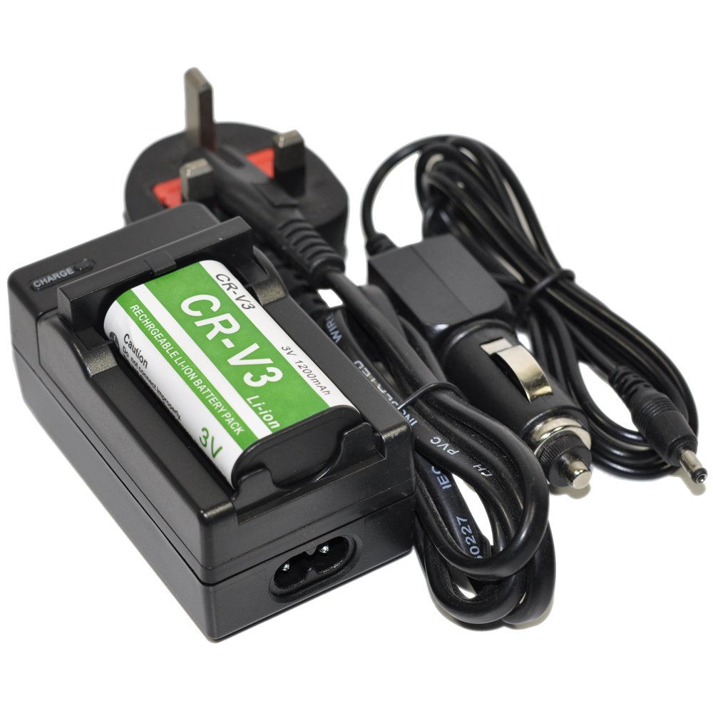 BTBAI CRV3 Camera Battery+Charger AC Wall Single Charger Rechargeable for CR-V3 Digital Camera Li-ion 3V k1a