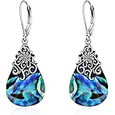 POPLYKE Dragonfly Butterfly Hummingbird Sunflower Earrings 925 Sterling Silver Abalone Shell Moonstone Leverback Earrings Jewelry