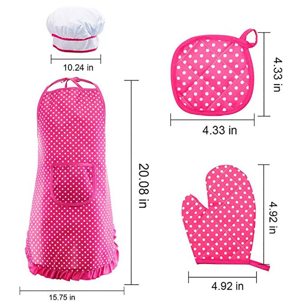 Children Chef Set, 11PCS Cooking and Baking Custom for Kitchen Role Playing, Chef Apron, Hat, Mitt, Utensils for Little Girls and Boys