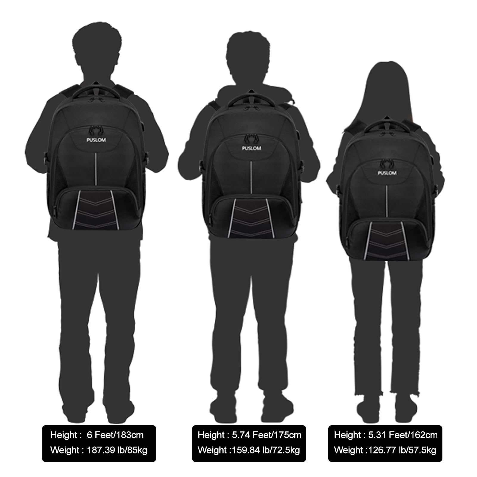 Extra Großer Rucksack Herren 55L Wasserdicht 18.4 Zoll Laptoptasche Arbeit Laptop mit USB Ladeanschluss Anti Diebstahl Business Reisen Schulrucksack für Männer Frauen Jungen Teenager Schwarz 7