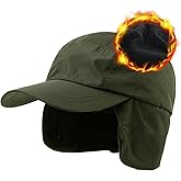 TOP-EX Waterproof Baseball Cap Women Men with Ear Flaps Winter Windproof Warm Fleece Lined Trapper Hat for Cold Weather