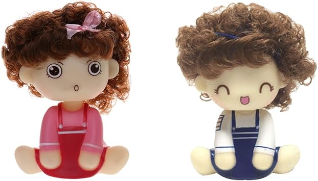 Backgammon Cute Car Interior Shaking Head Doll Girl Auto Accessories Car Ornament (Set of 2)