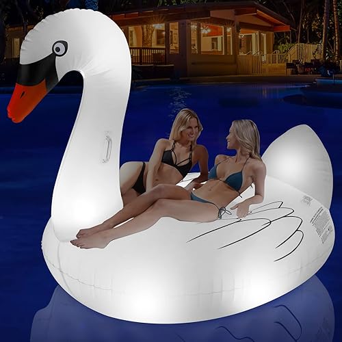 Big Swan Pool Floats Solar Powered Flamingo Pool Floats Adult with