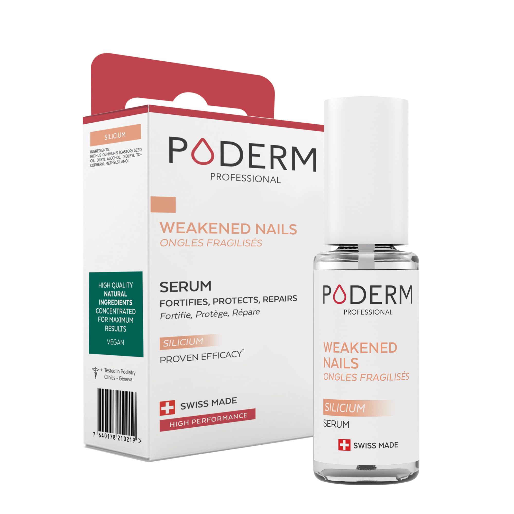 PODERM - DAMAGED & WEAK NAILS ORGANIC SILICON | With exceptional, powerful restorative and strengthening plants | Professional foot/hand care | Easy & quick | Swiss Made