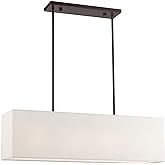 Livex Lighting 41156-92 Summit English Collection 4-Light Linear Chandelier with Oatmeal and White Fabric Hardback Shade, Bro