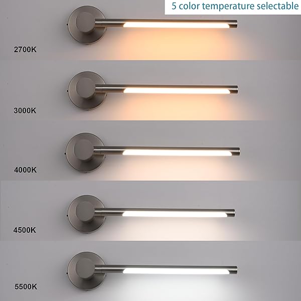 PENDRION 20 INCH BRUSHED NICKEL MODERN LED WALL SCONCE INDOOR WALL LIGHTS CONTEMPORARY BATHROOM VANITY LIGHT FIXTURE WALL MOUNT LAMP 15W 5CCT DIMMABLE LED WALL LIGHTING FOR CORRIDOR GALLERY HOUSE