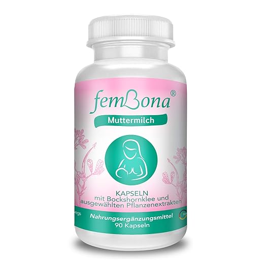 femBona® Muttermilch | Stilltee-Alternative | BOCKSHORNKLEE & NATURKRÄUTER I 90 Kapseln + Fenchel, Anis, Kümmel, Dill | Milch