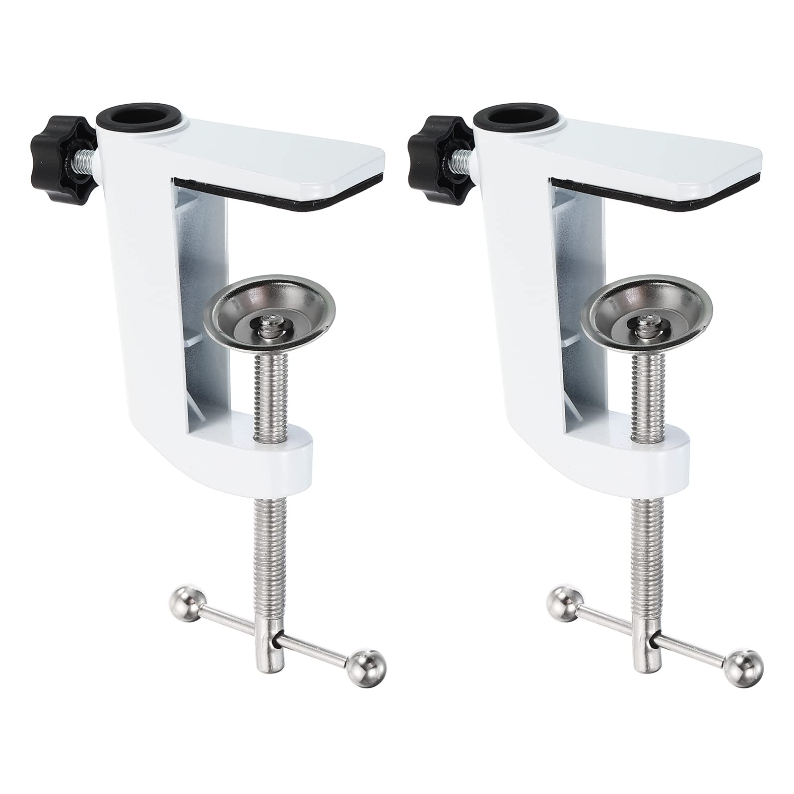 PATIKIL 0.47" Hole Dia. Desk Clamp, 2 Pcs Universal Bracket Adjustable C-Clamp Base for Microphone Mic Arm Table Lamp Mount Holder, White