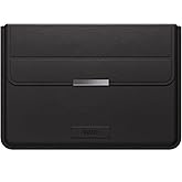 INVZI MacBook Sleeve, Vegan Leather Bag Compatible with 13”/14" MacBook Air, MacBook Pro 14 inch M3 M2 M1 2021-2024, Compact Design with Invisible Stand (Black)