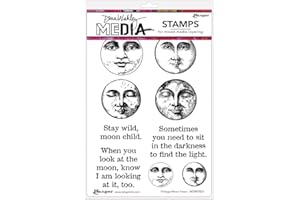 Vintage Moon Faces Stamp by Dina Wakley Media