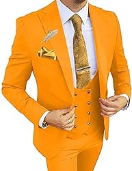 Mens Gold Suit 3 Piece Suit for Men Slim Fit One