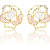 14K Gold Plated Flower Stud Earrings for Women Jewelry