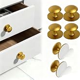 FRIVASTIC 6PCS Gold Kitchen Cabinet Knobs, Stick on Cabinet Knobs, Self Adhesive Closet Knob, Dresser Drawer Handles, Knob for Dresser Drawers, Gold Handles for Cabinets