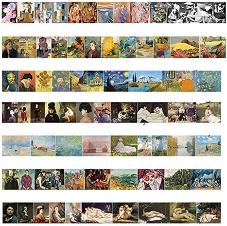 7 Rolls World Famous Painting Design Washi Tape Set - Oil Painting Canvases Patterns Masking Tape for Art Crafty Decorative, DIY Crafts,Gift Wrapping,Party