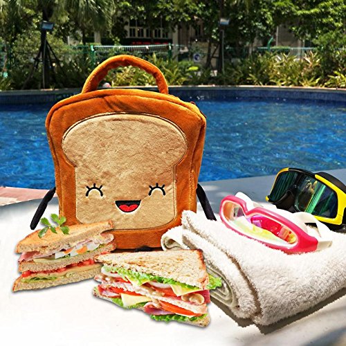 CZYY Insulated Lunch Bag Tote Cute Toast Design, Washable and Freezable Best School Lunch Box for Toddlers & Kids