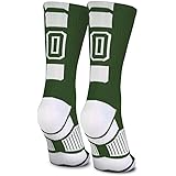 Custom Team Number Crew Socks | Athletic Socks by ChalkTalkSPORTS | Green | Choose Your Number
