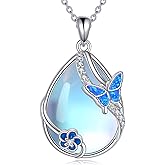 LUHE Butterfly Necklace for Women Sterling Silver Butterfly Pendant Necklace Dragonfly Jewelry Gifts for Women